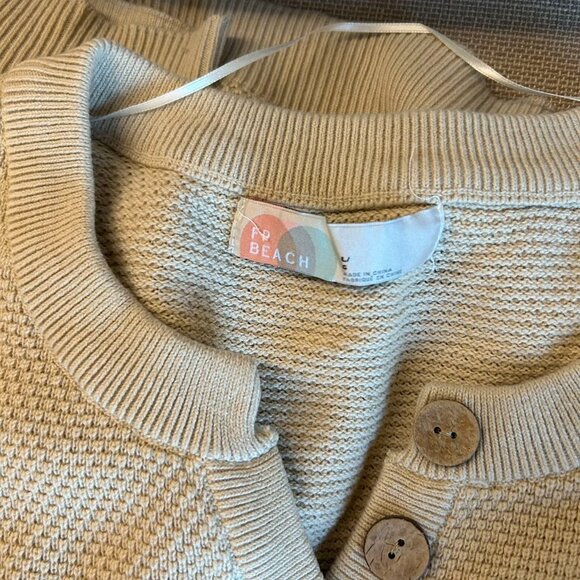 NEW Free People Hailee Sweater Midi Knit Dress Large Au Lait Cream Ivory - Picture 4 of 5